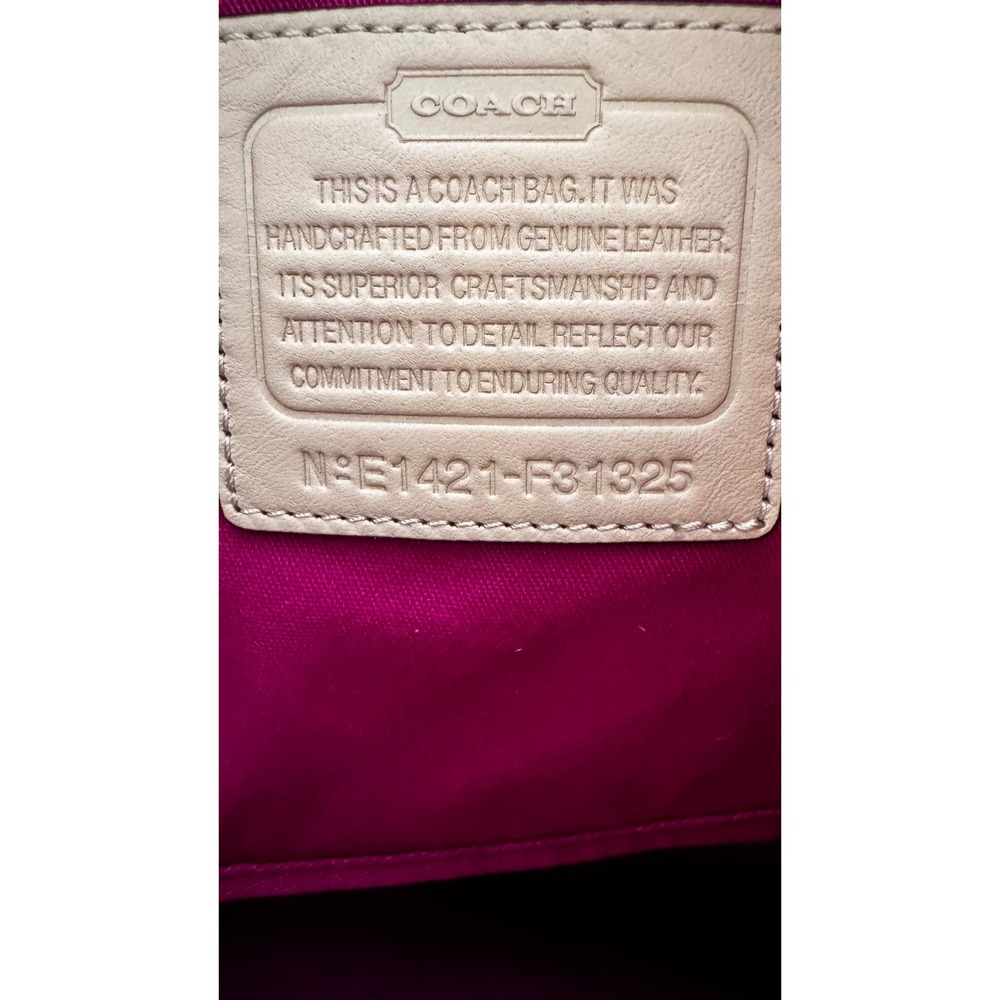 Coach Metro F31325 Magenta Orange Saffiano Leather Colorblock Studs Tote 12x13x6 - Picture 4 of 15